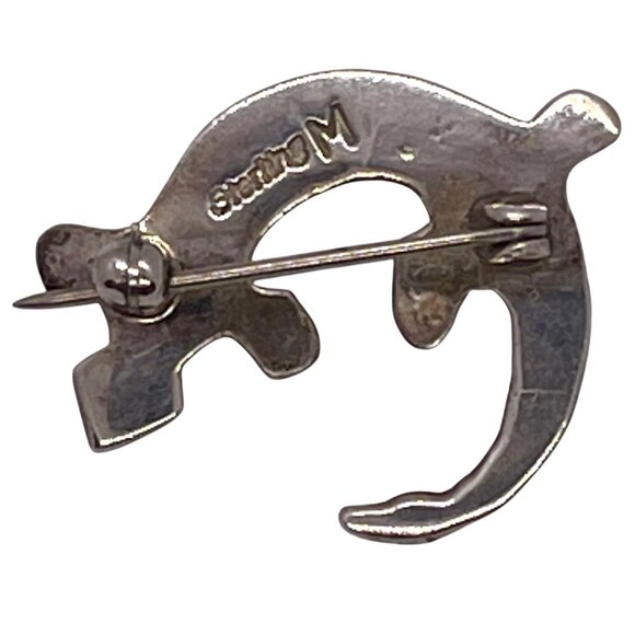 Sterling Silver Navajo Native American Signed Mosaic Inlay Lizard Brooch Pin VTG - Picture 4 of 9